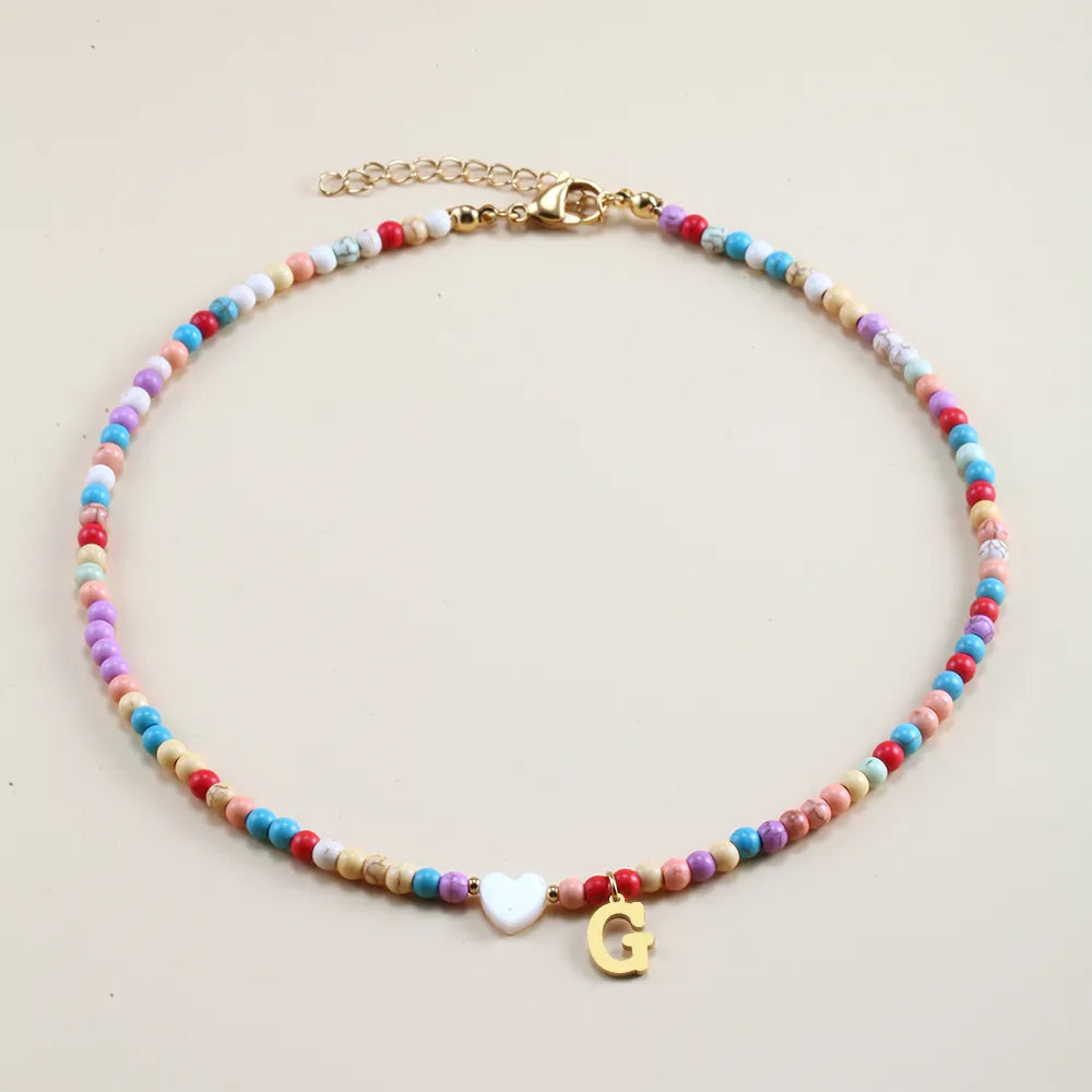 Boho Beaded Letter Necklace